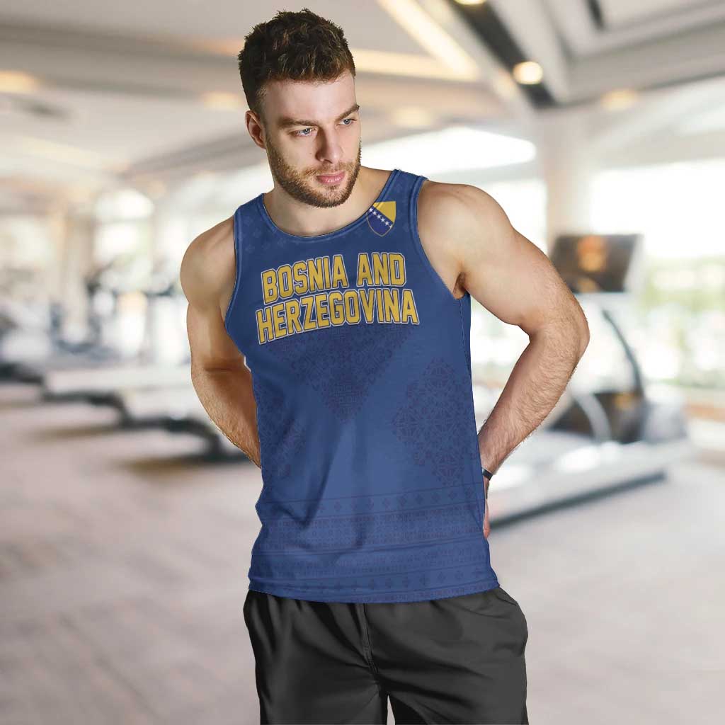 Custom Bosnia and Herzegovina Football 2026 Men Tank Top Zmijanje Embroidery Pride