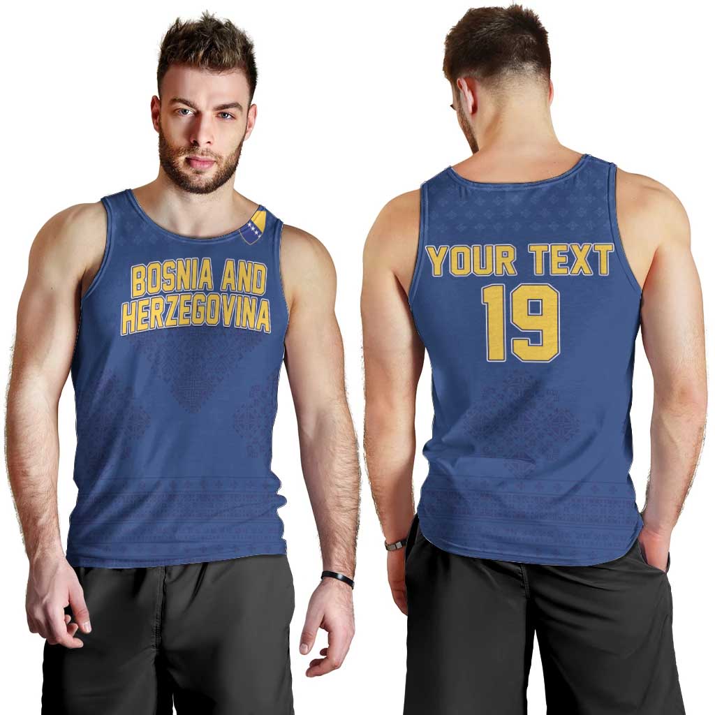 Custom Bosnia and Herzegovina Football 2026 Men Tank Top Zmijanje Embroidery Pride