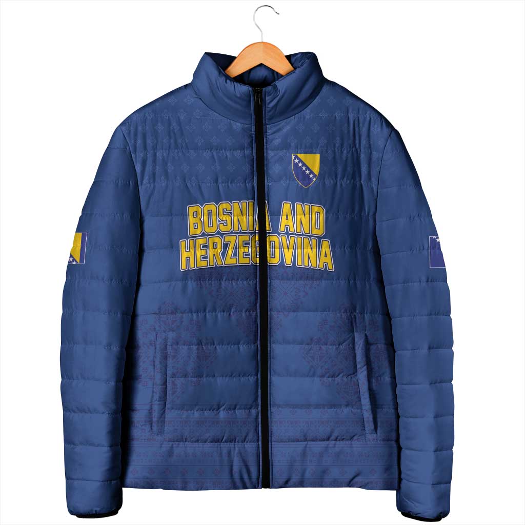 Custom Bosnia and Herzegovina Football 2026 Padded Jacket Zmijanje Embroidery Pride
