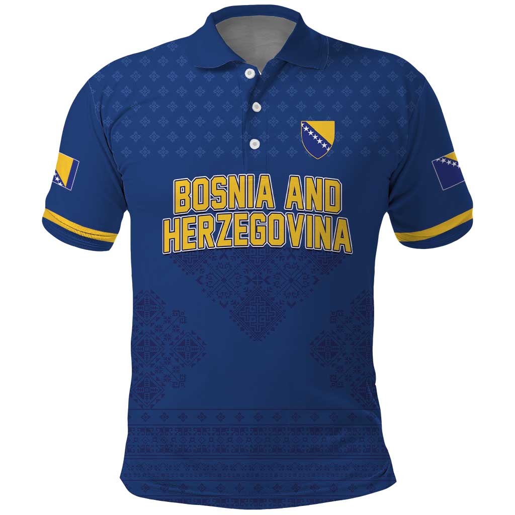 Custom Bosnia and Herzegovina Football 2026 Polo Shirt Zmijanje Embroidery Pride
