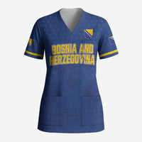 Custom Bosnia and Herzegovina Football 2026 Scrub Top Zmijanje Embroidery Pride