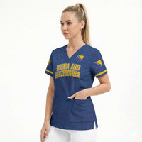 Custom Bosnia and Herzegovina Football 2026 Scrub Top Zmijanje Embroidery Pride