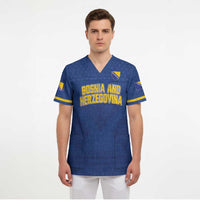 Custom Bosnia and Herzegovina Football 2026 Scrub Top Zmijanje Embroidery Pride