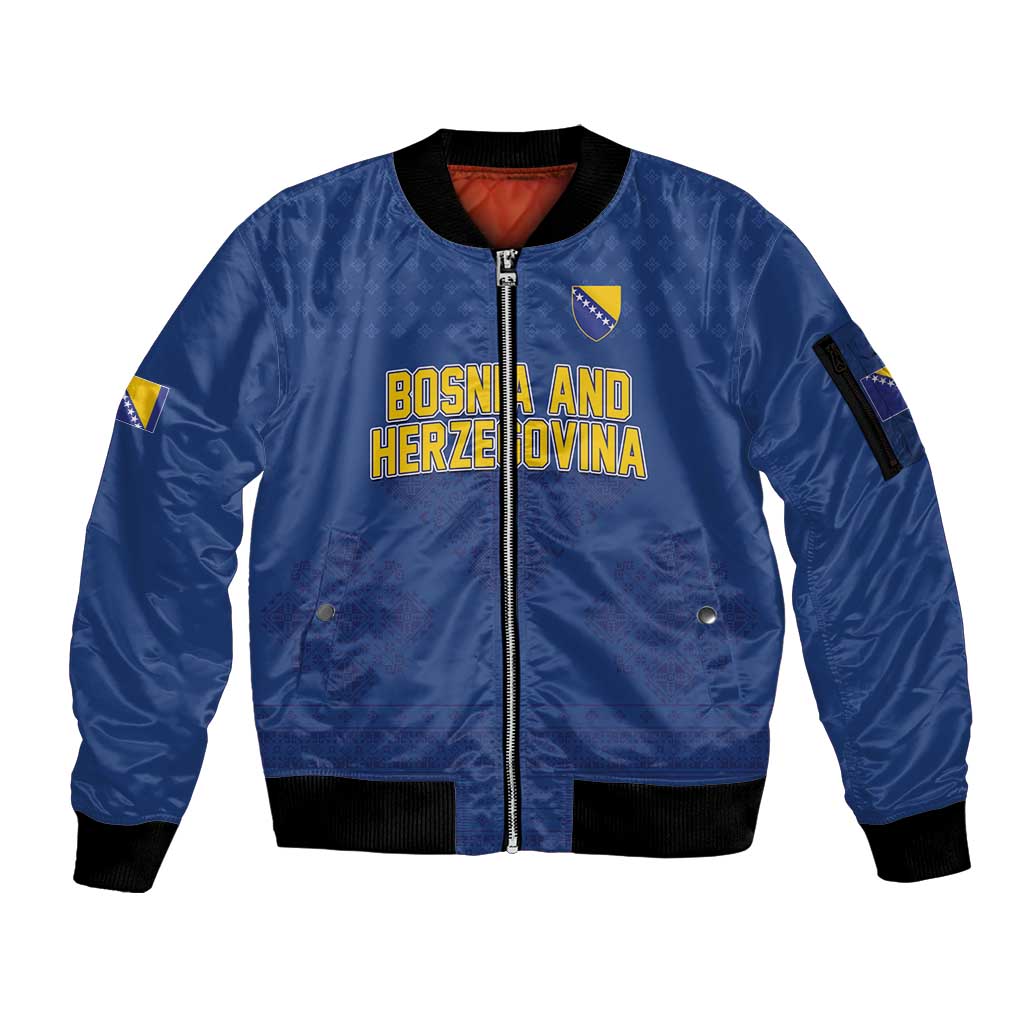 Custom Bosnia and Herzegovina Football 2026 Sleeve Zip Bomber Jacket Zmijanje Embroidery Pride