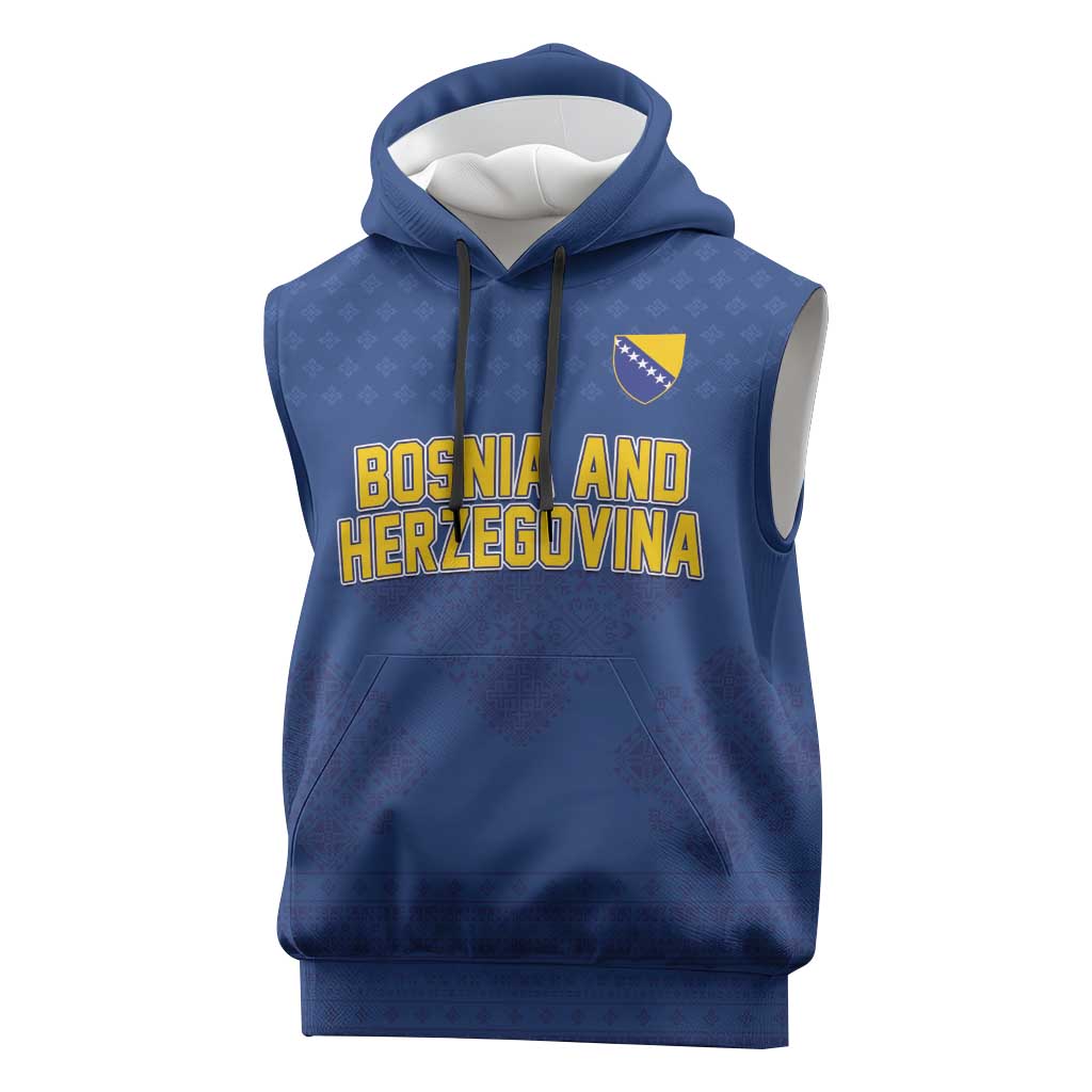Custom Bosnia and Herzegovina Football 2026 Sleeveless Hoodie Zmijanje Embroidery Pride