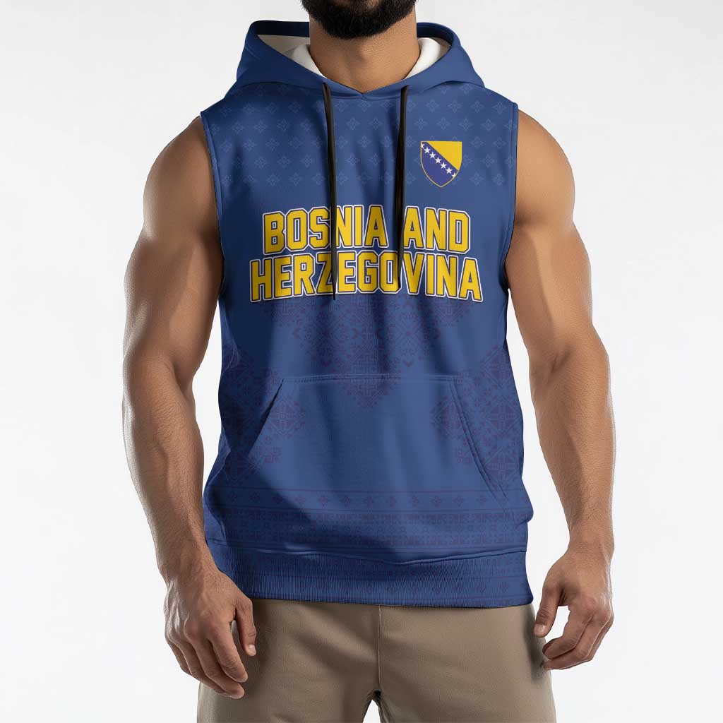 Custom Bosnia and Herzegovina Football 2026 Sleeveless Hoodie Zmijanje Embroidery Pride