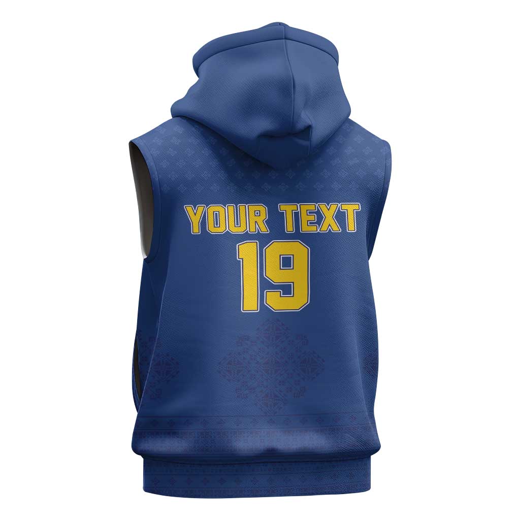 Custom Bosnia and Herzegovina Football 2026 Sleeveless Zip Hoodie Zmijanje Embroidery Pride