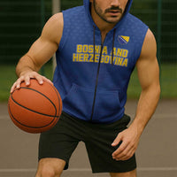 Custom Bosnia and Herzegovina Football 2026 Sleeveless Zip Hoodie Zmijanje Embroidery Pride