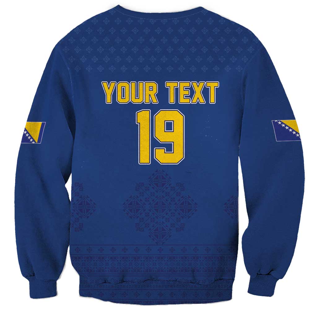Custom Bosnia and Herzegovina Football 2026 Sweatshirt Zmijanje Embroidery Pride