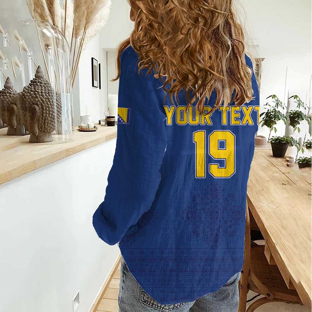 Custom Bosnia and Herzegovina Football 2026 Women Casual Shirt Zmijanje Embroidery Pride