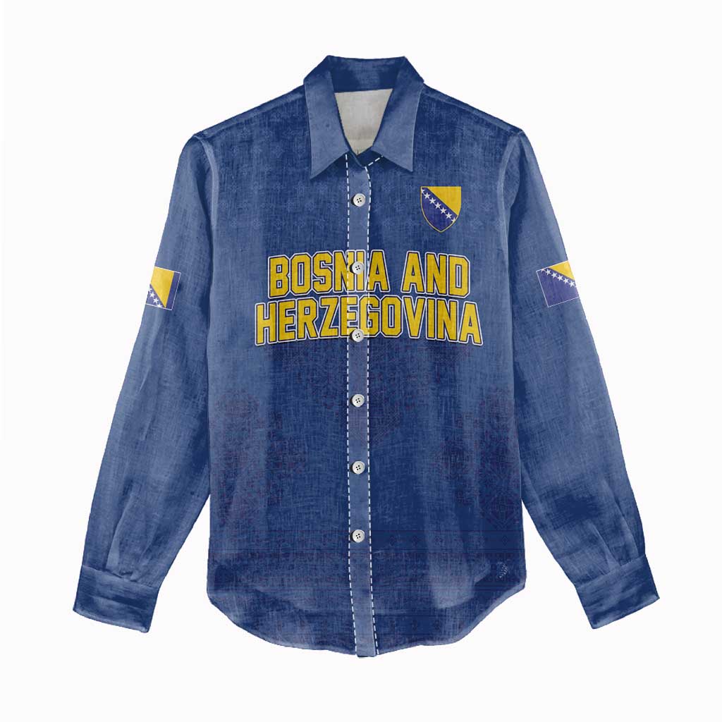 Custom Bosnia and Herzegovina Football 2026 Women Casual Shirt Zmijanje Embroidery Pride