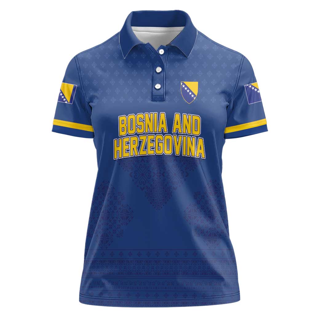 Custom Bosnia and Herzegovina Football 2026 Women Polo Shirt Zmijanje Embroidery Pride