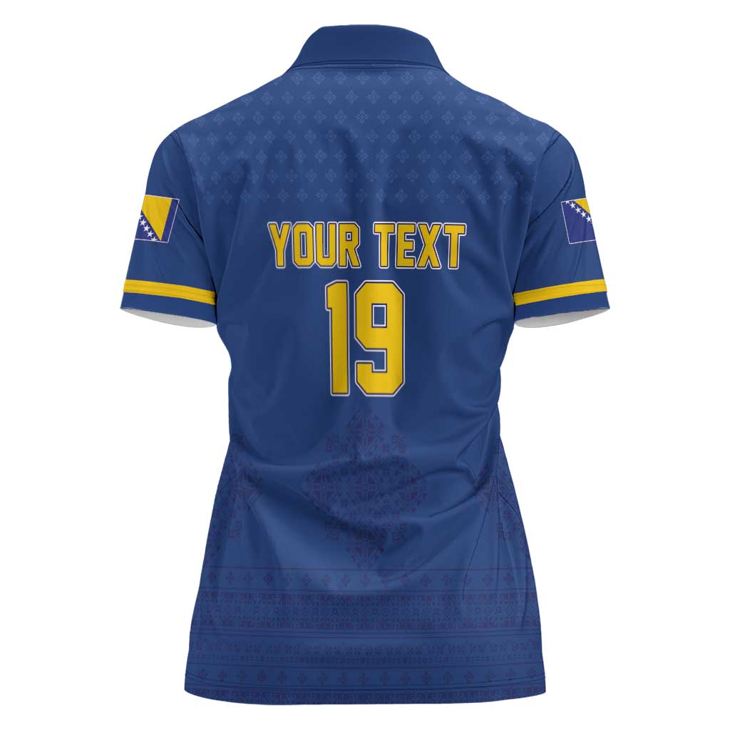 Custom Bosnia and Herzegovina Football 2026 Women Polo Shirt Zmijanje Embroidery Pride