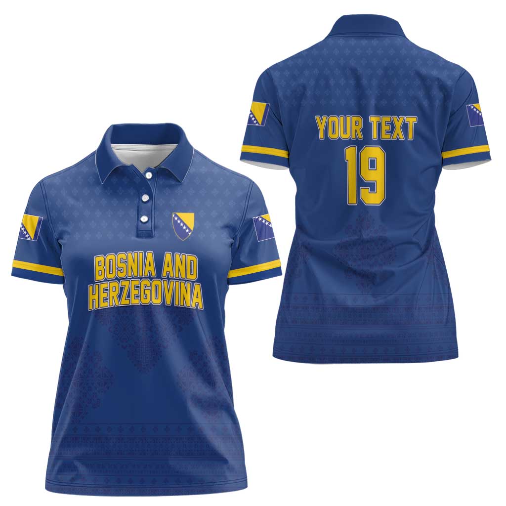 Custom Bosnia and Herzegovina Football 2026 Women Polo Shirt Zmijanje Embroidery Pride