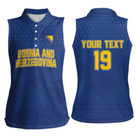 Custom Bosnia and Herzegovina Football 2026 Women Sleeveless Polo Shirt Zmijanje Embroidery Pride