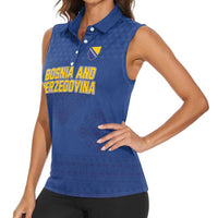Custom Bosnia and Herzegovina Football 2026 Women Sleeveless Polo Shirt Zmijanje Embroidery Pride