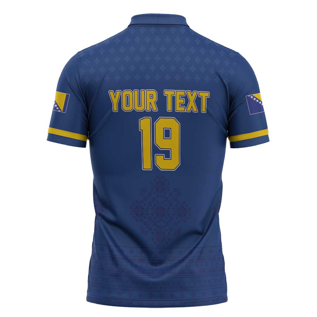 Custom Bosnia and Herzegovina Football 2026 Zipper Polo Shirt Zmijanje Embroidery Pride