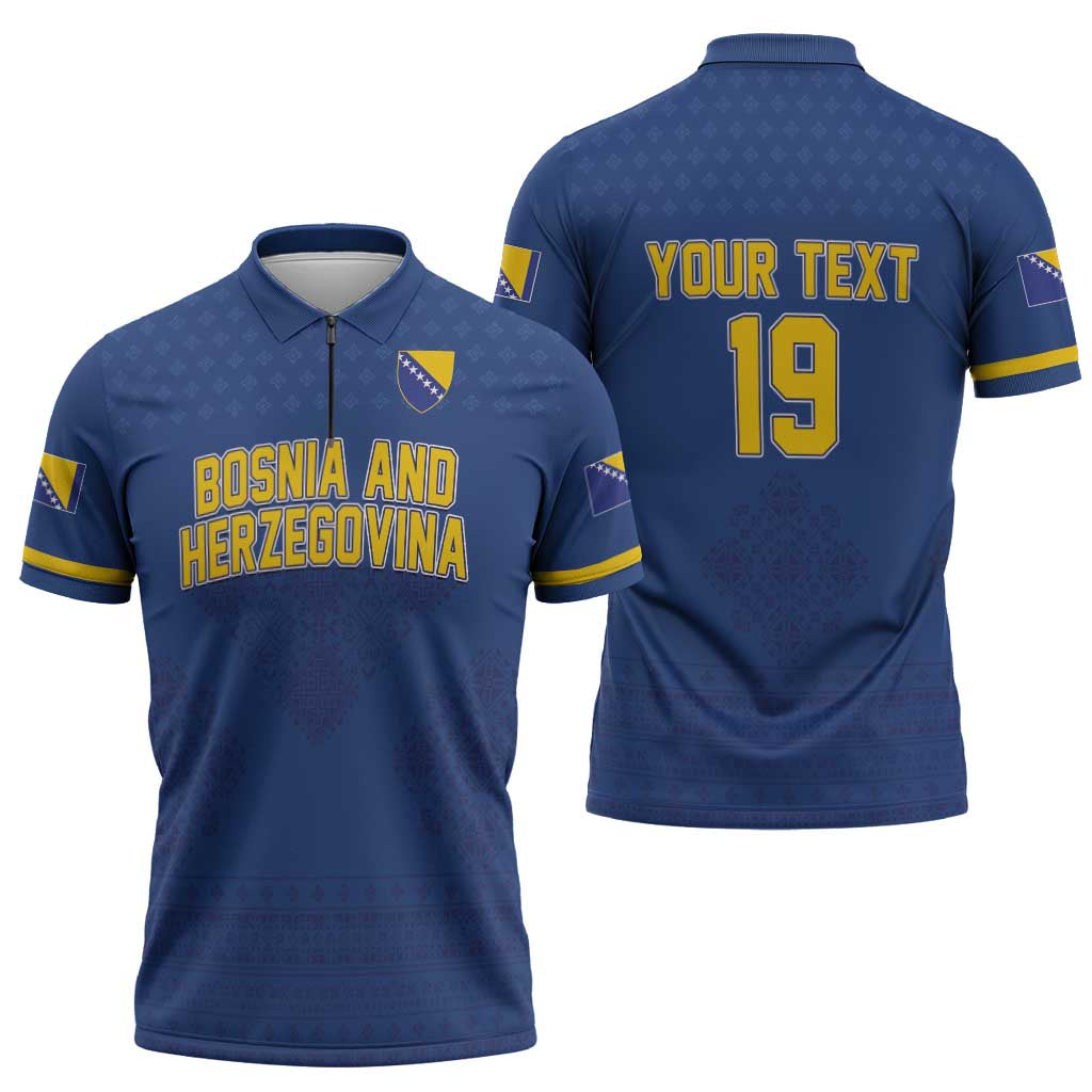 Custom Bosnia and Herzegovina Football 2026 Zipper Polo Shirt Zmijanje Embroidery Pride