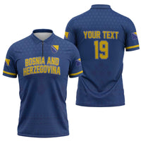 Custom Bosnia and Herzegovina Football 2026 Zipper Polo Shirt Zmijanje Embroidery Pride