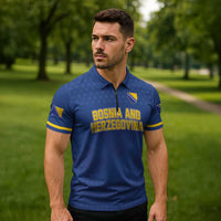 Custom Bosnia and Herzegovina Football 2026 Zipper Polo Shirt Zmijanje Embroidery Pride