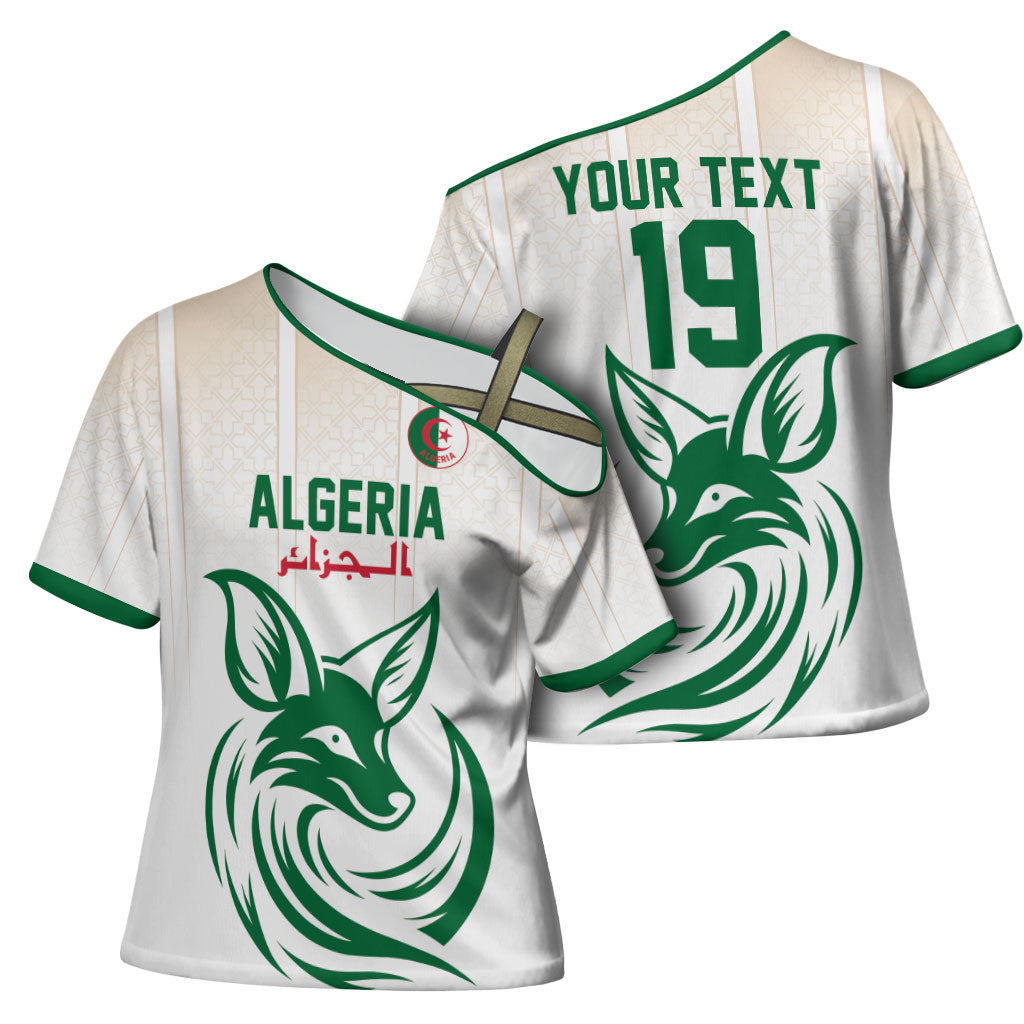 Custom World Football 2026 Algeria Cross Shoulder Shirt Les Fennecs Desert Fox Pride