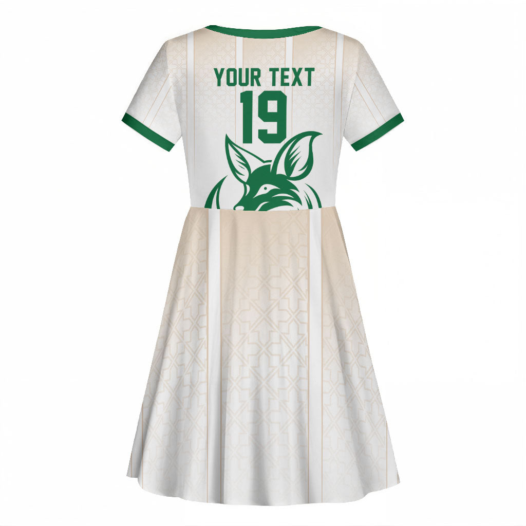 Custom World Football 2026 Algeria Kid Short Sleeve Dress Les Fennecs Desert Fox Pride