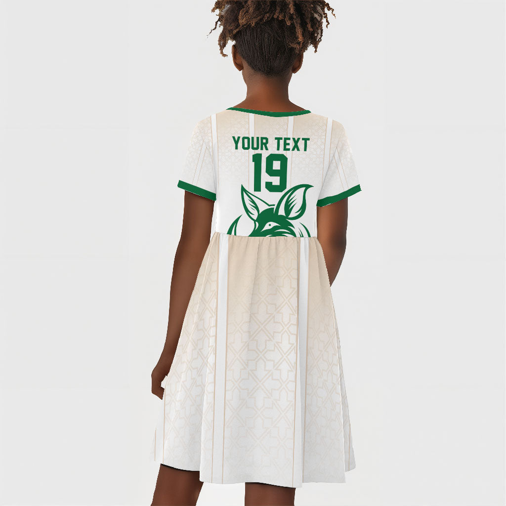 Custom World Football 2026 Algeria Kid Short Sleeve Dress Les Fennecs Desert Fox Pride