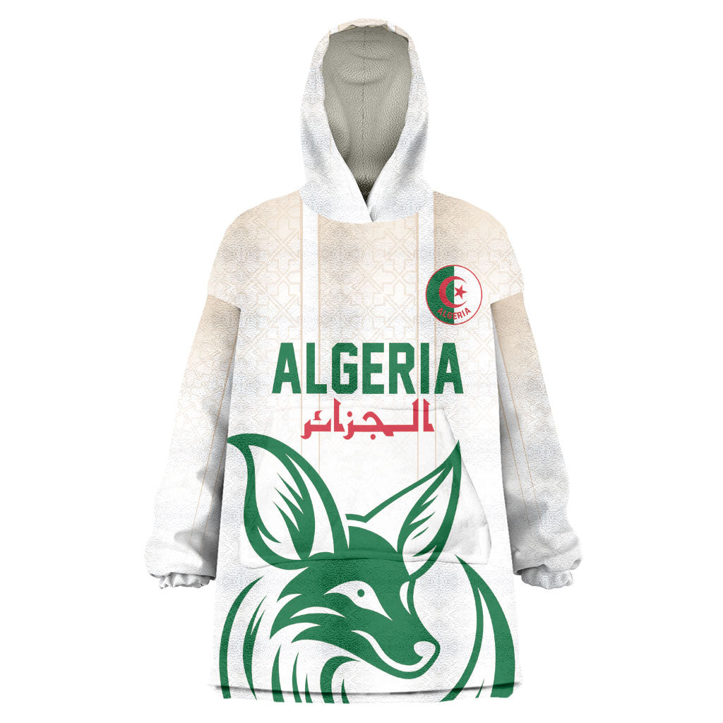 Custom World Football 2026 Algeria Kid Wearable Blanket Hoodie Les Fennecs Desert Fox Pride
