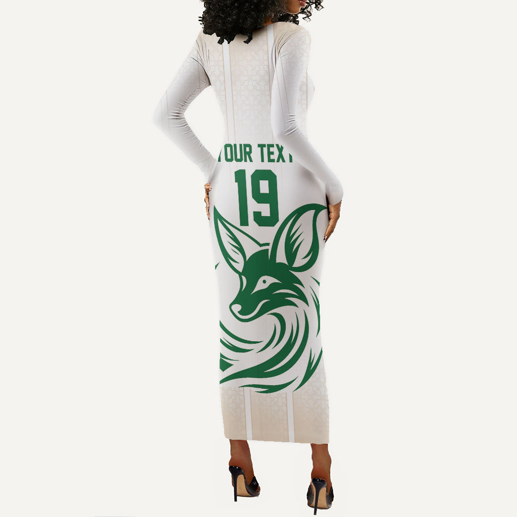 Custom World Football 2026 Algeria Long Sleeve Bodycon Dress Les Fennecs Desert Fox Pride
