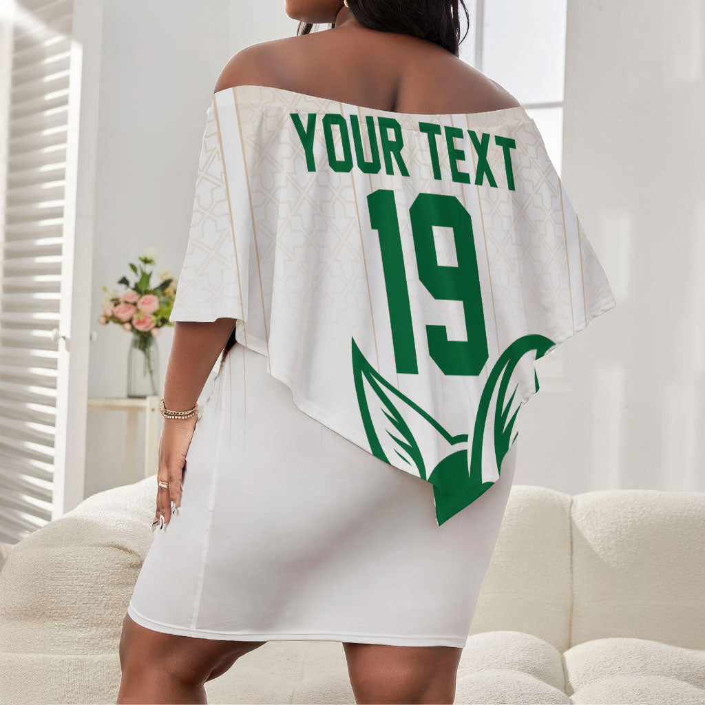 Custom World Football 2026 Algeria Off Shoulder Short Dress Les Fennecs Desert Fox Pride