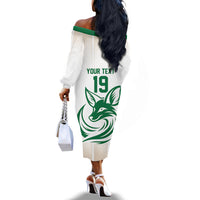 Custom World Football 2026 Algeria Off The Shoulder Long Sleeve Dress Les Fennecs Desert Fox Pride