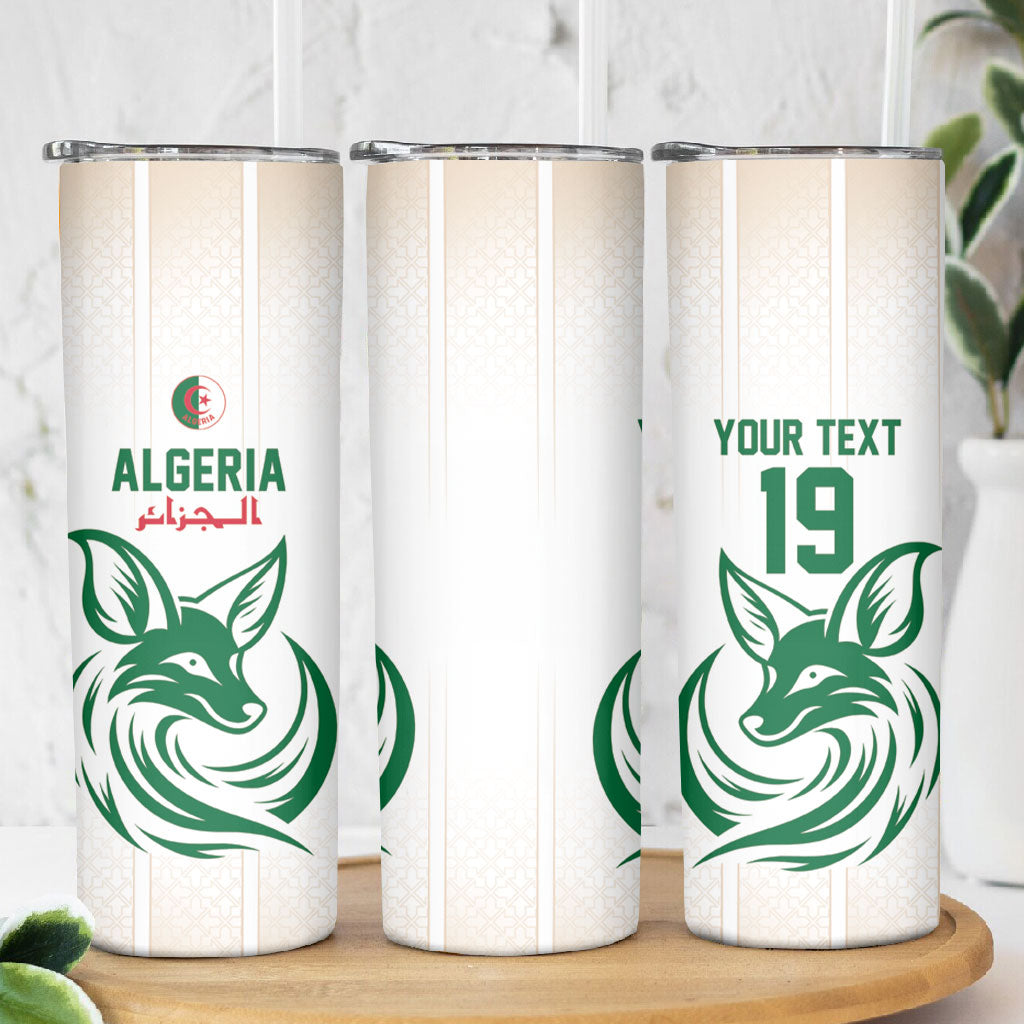 Custom World Football 2026 Algeria Skinny Tumbler Les Fennecs Desert Fox Pride