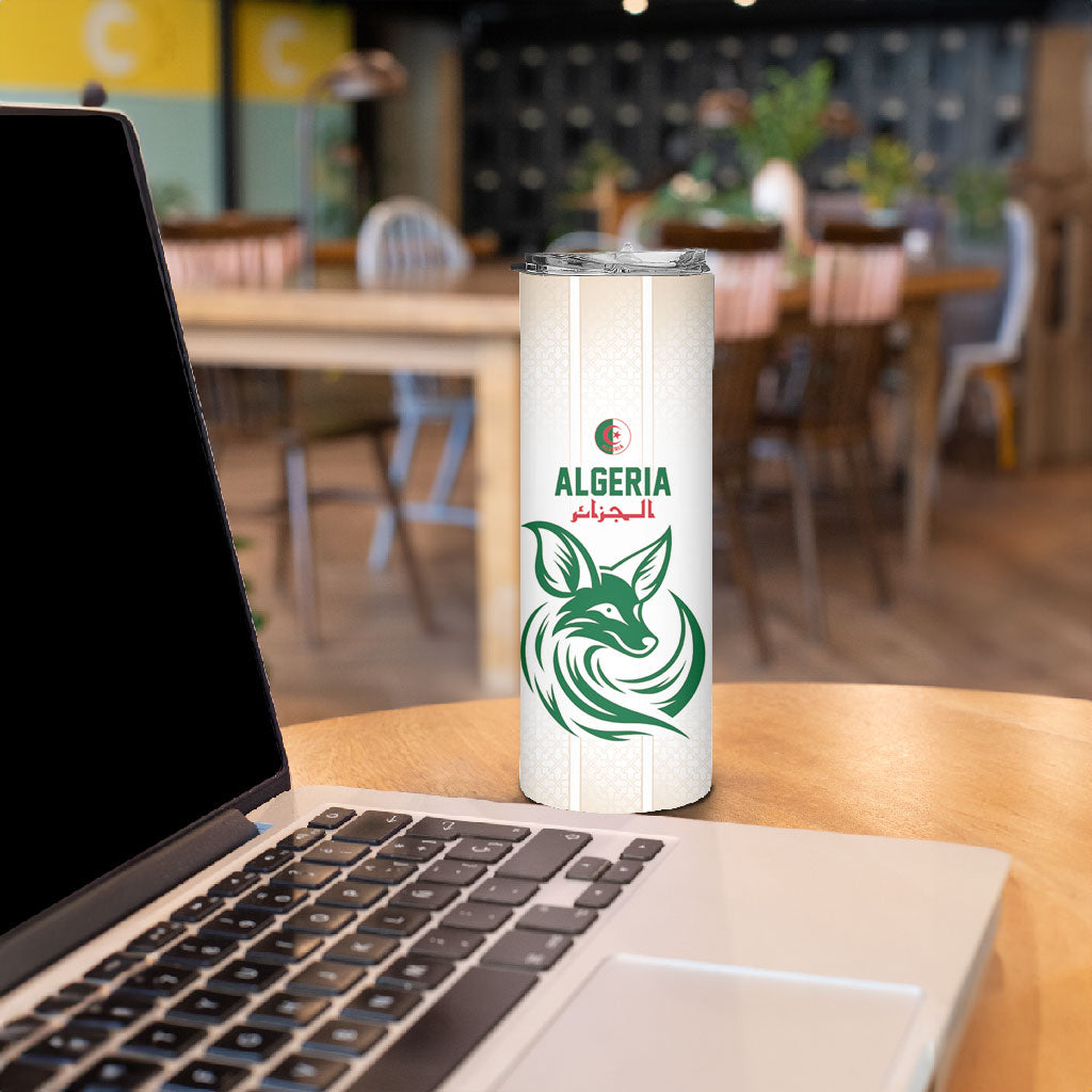 Custom World Football 2026 Algeria Skinny Tumbler Les Fennecs Desert Fox Pride