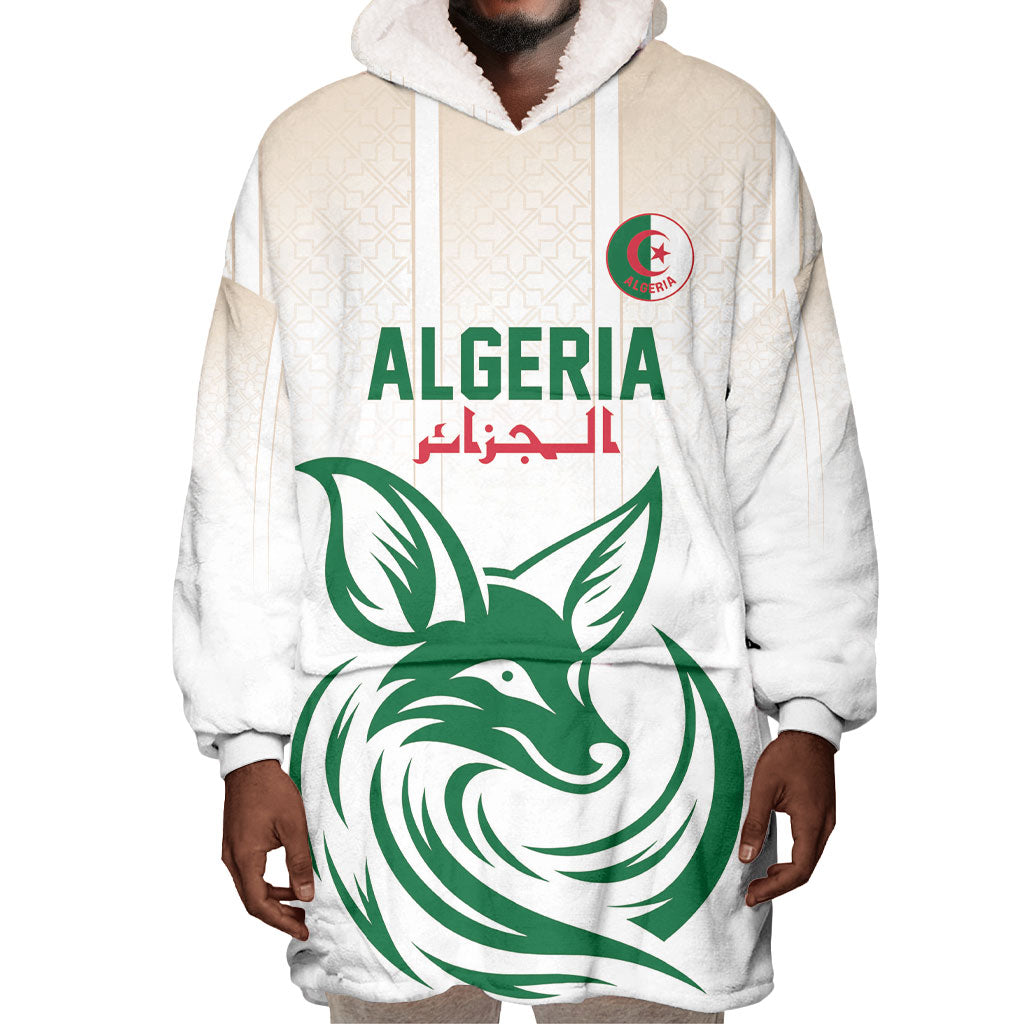 Custom World Football 2026 Algeria Wearable Blanket Hoodie Les Fennecs Desert Fox Pride
