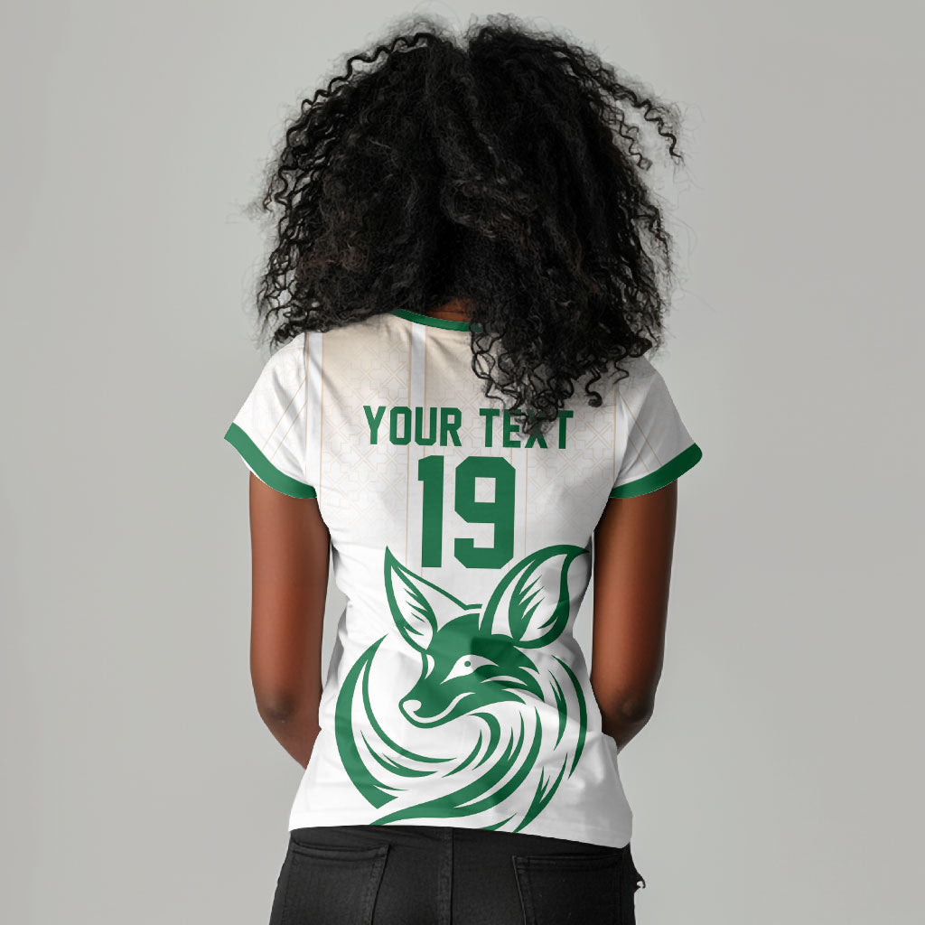 Custom World Football 2026 Algeria Women V-Neck T-Shirt Les Fennecs Desert Fox Pride