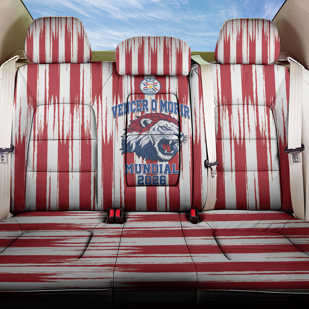 Paraguay Football Mundial 2026 Back Car Seat Cover Lion Vencer O Morir Supporter