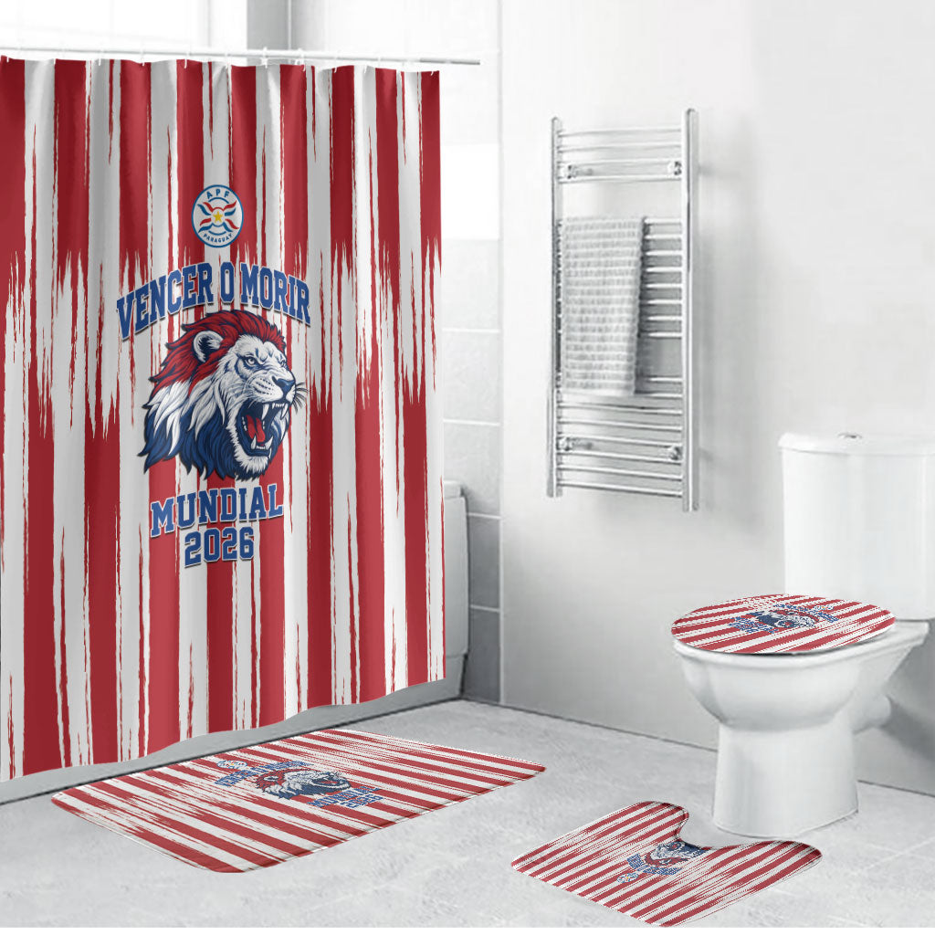 Paraguay Football Mundial 2026 Bathroom Set Lion Vencer O Morir Supporter