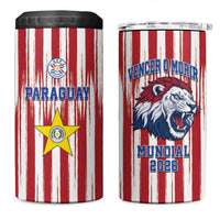 Paraguay Football Mundial 2026 4 in 1 Can Cooler Tumbler Lion Vencer O Morir Supporter