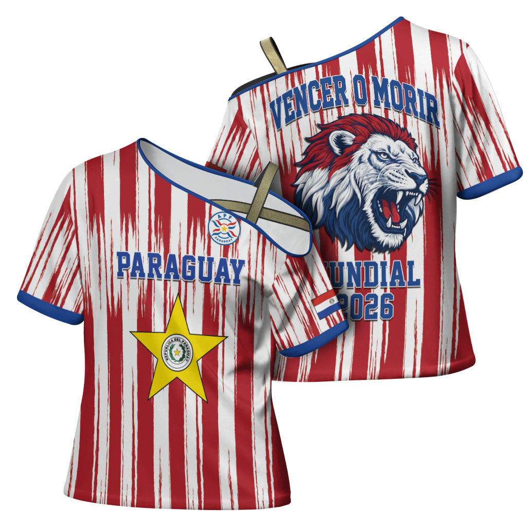 Paraguay Football Mundial 2026 Cross Shoulder Shirt Lion Vencer O Morir Supporter