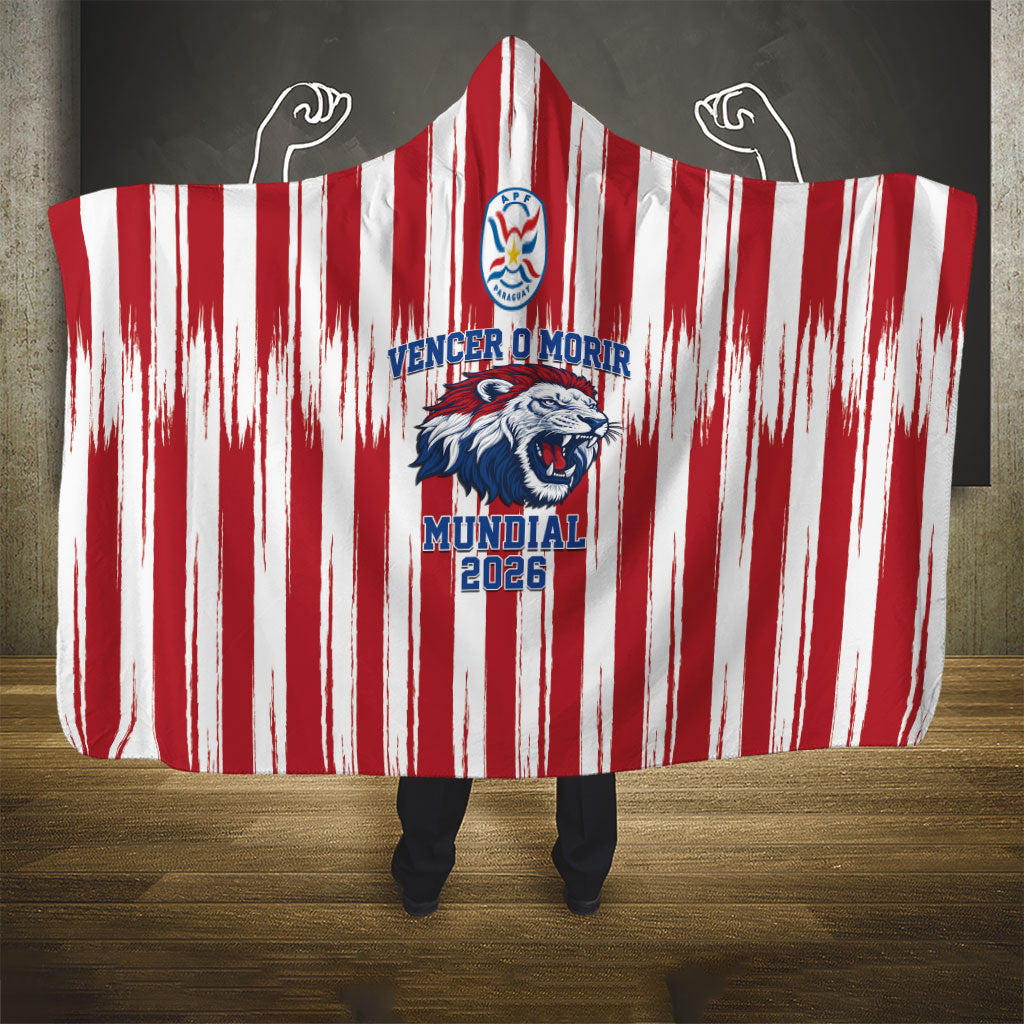 Paraguay Football Mundial 2026 Hooded Blanket Lion Vencer O Morir Supporter