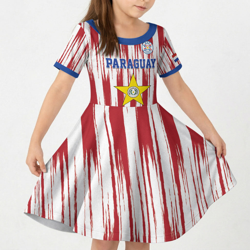 Paraguay Football Mundial 2026 Kid Short Sleeve Dress Lion Vencer O Morir Supporter