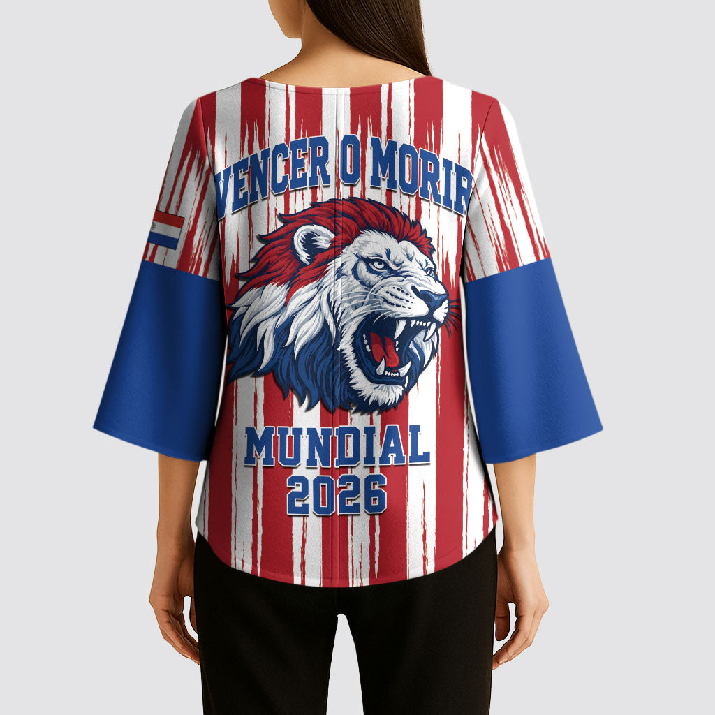Paraguay Football Mundial 2026 Kimono Sleeve Blouse Lion Vencer O Morir Supporter