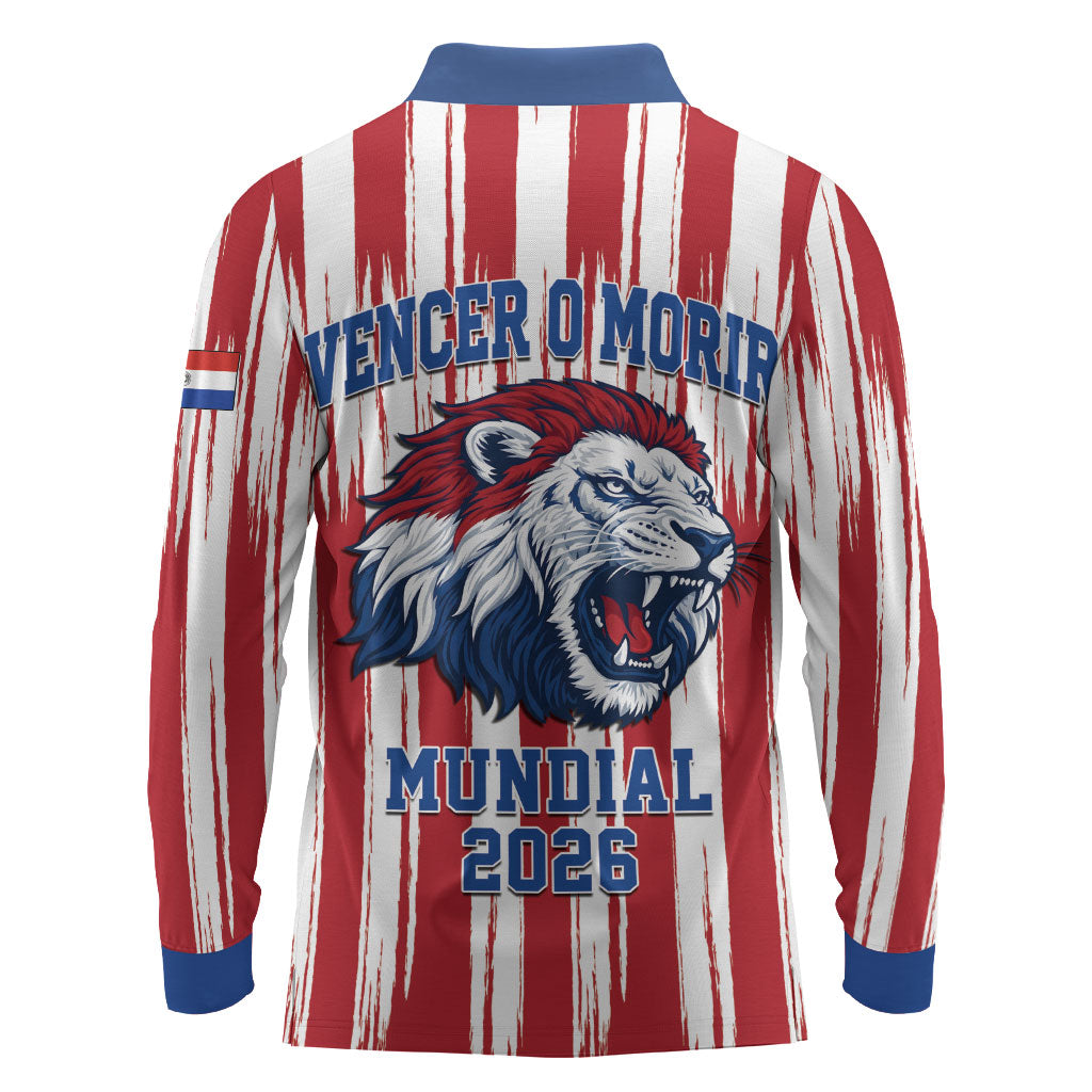 Paraguay Football Mundial 2026 Long Sleeve Polo Shirt Lion Vencer O Morir Supporter