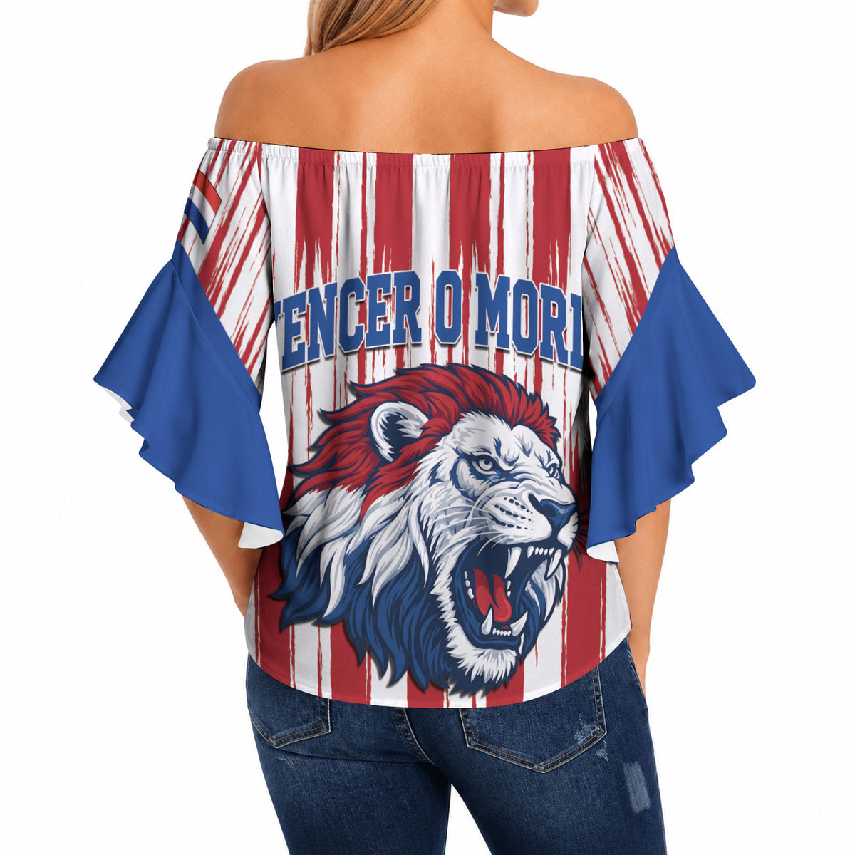 Paraguay Football Mundial 2026 Off Shoulder Wrap Waist Top Lion Vencer O Morir Supporter