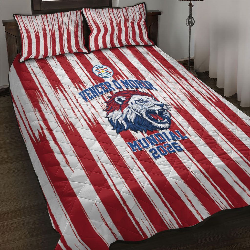 Paraguay Football Mundial 2026 Quilt Bed Set Lion Vencer O Morir Supporter