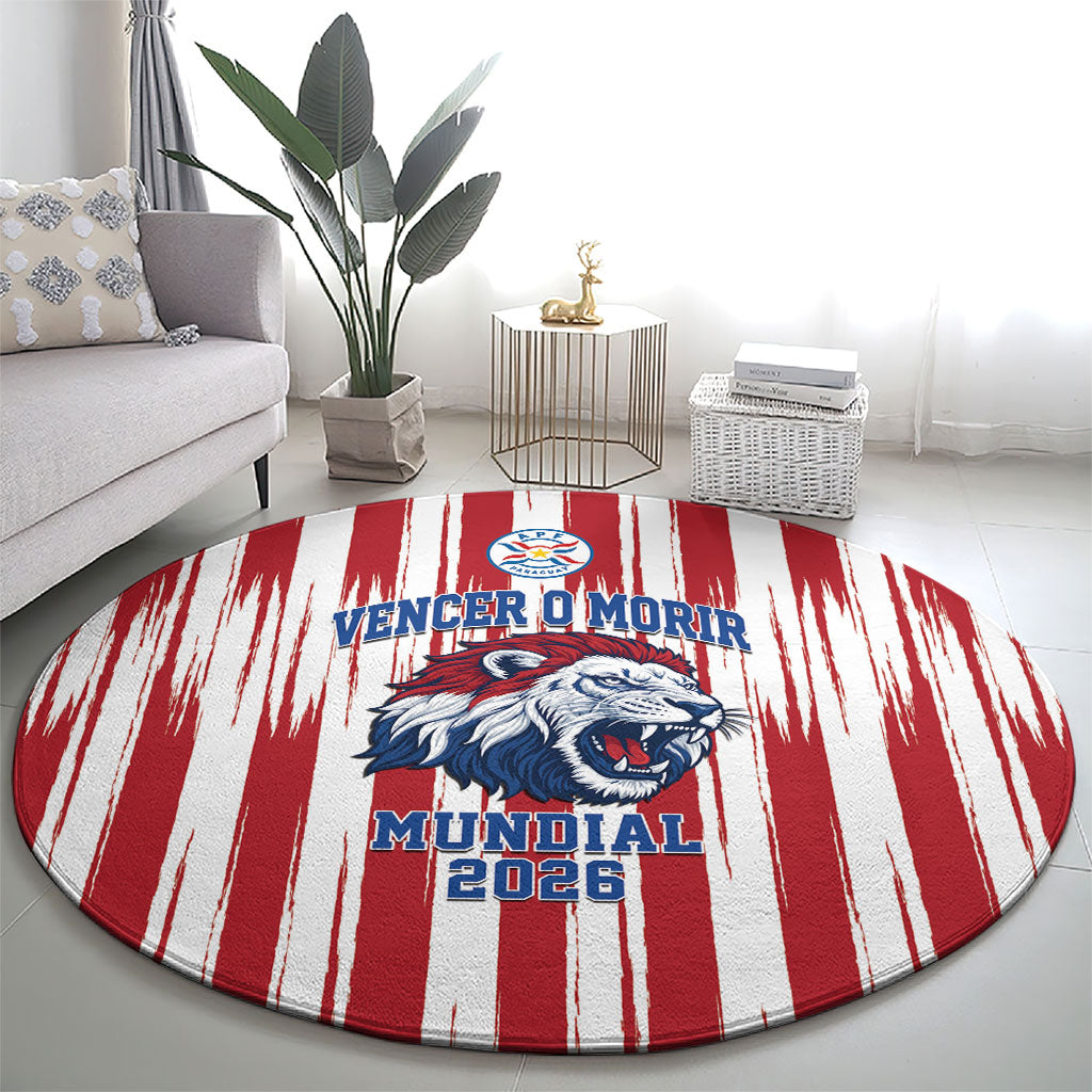 Paraguay Football Mundial 2026 Round Carpet Lion Vencer O Morir Supporter