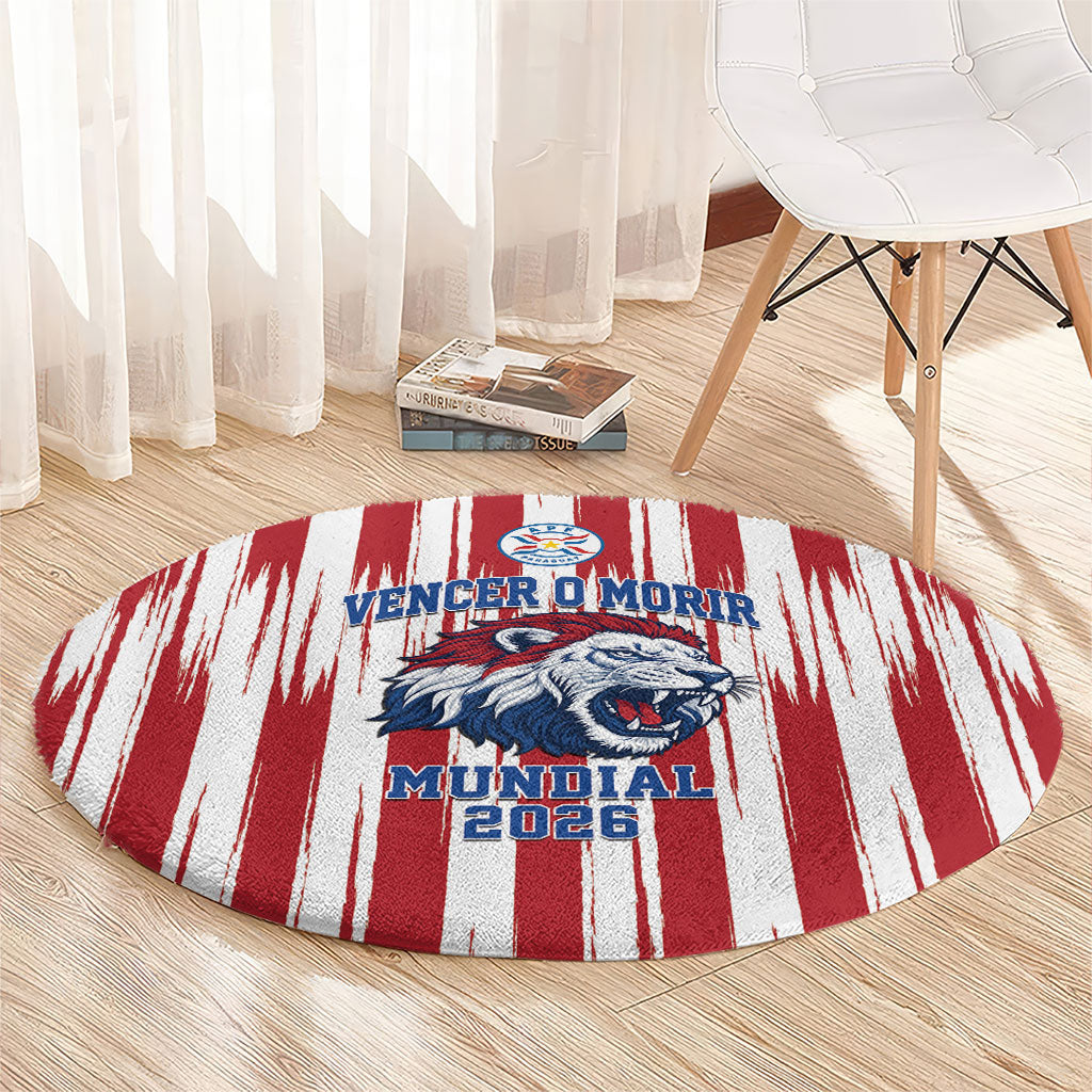 Paraguay Football Mundial 2026 Round Carpet Lion Vencer O Morir Supporter