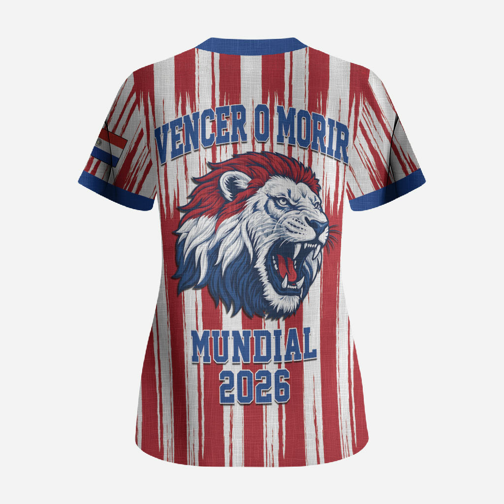Paraguay Football Mundial 2026 Scrub Top Lion Vencer O Morir Supporter
