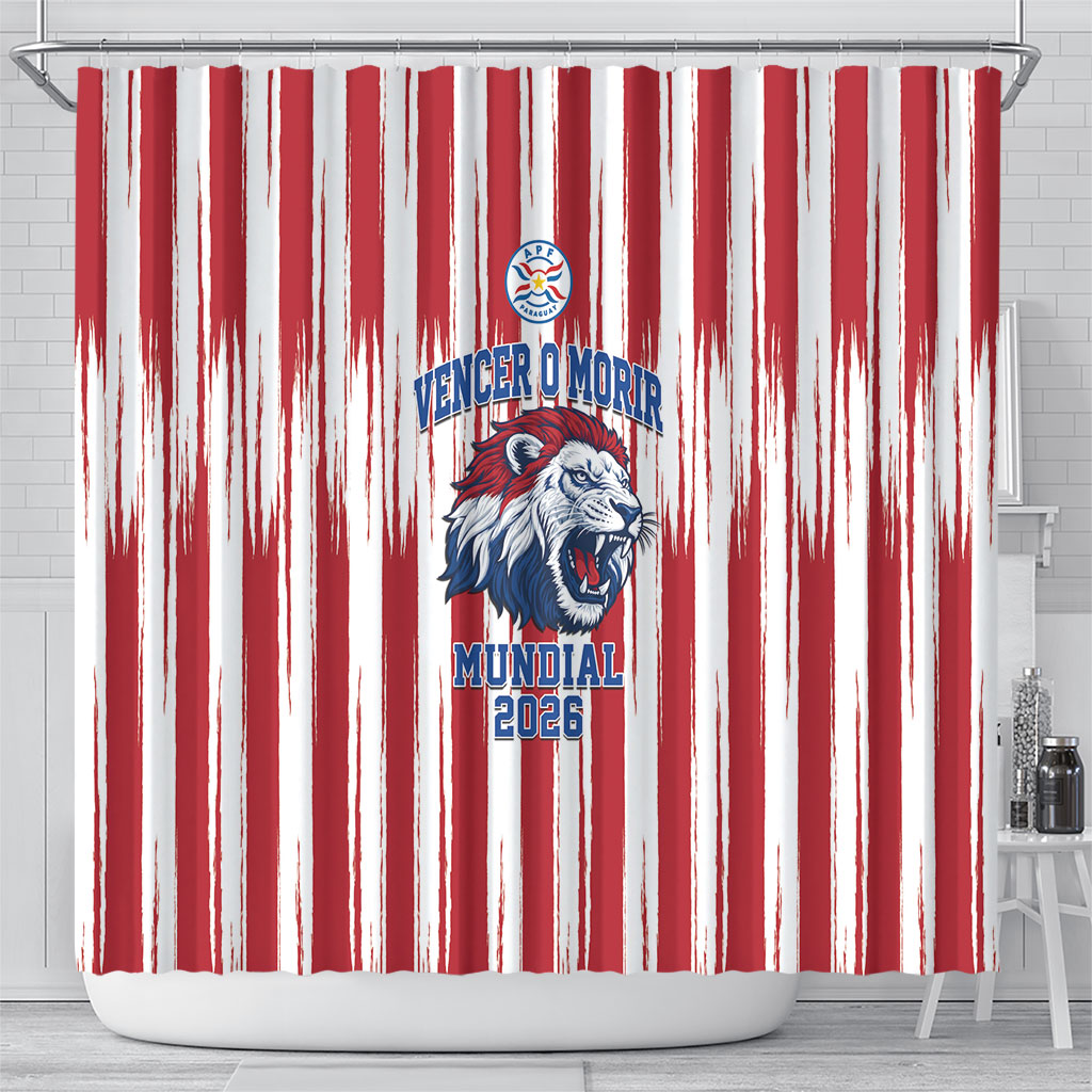 Paraguay Football Mundial 2026 Shower Curtain Lion Vencer O Morir Supporter