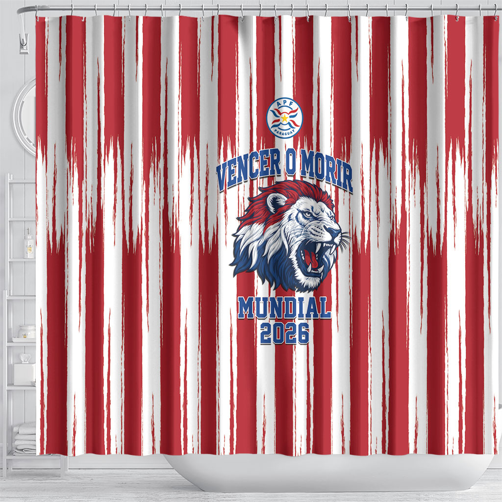 Paraguay Football Mundial 2026 Shower Curtain Lion Vencer O Morir Supporter